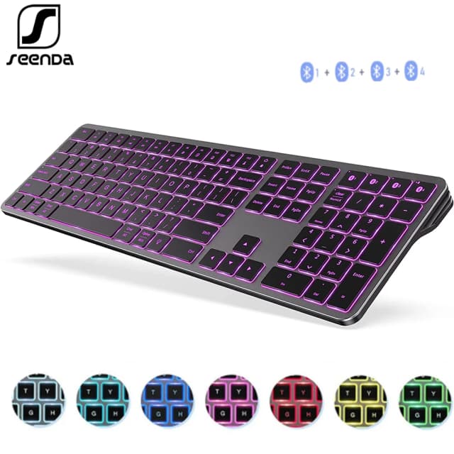 Multi-Device Rechargeable Keyboard Bluetooth Backlit Wireless Keyboard